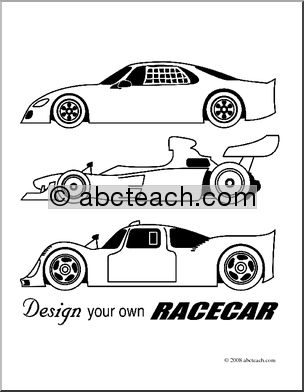 Clip Art: DYO Race Car (coloring page)