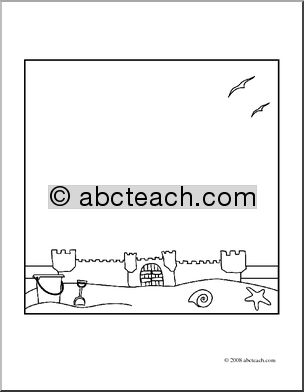 Clip Art: DYO Sand Castle (coloring page)