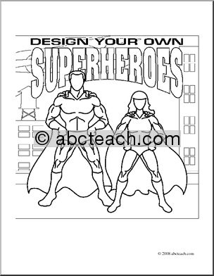 Clip Art: DYO Superheroes (coloring page)