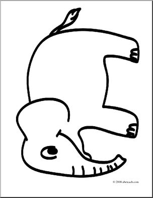 Clip Art: Basic Words: Elephant (coloring page)