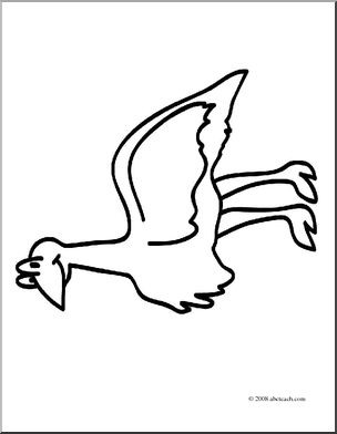 Clip Art: Basic Words: Emu (coloring page)