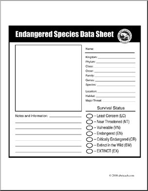 Clip Art: Species Data Sheet Blank (coloring page)