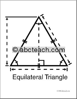 Clip Art: Shapes: Triangle: Equilateral Geometry B&W Labeled (coloring page)