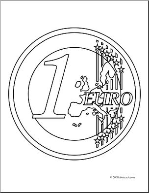 Clip Art: Euro (coloring page)