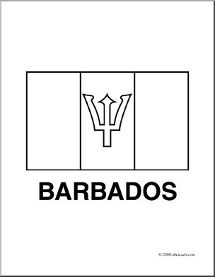 Clip Art: Flags: Barbados (coloring page)