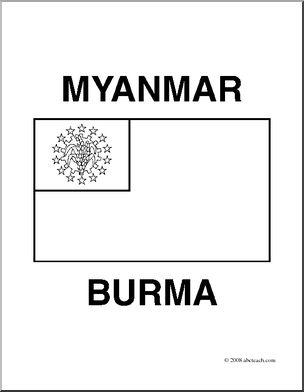 Clip Art: Flags: Burma (coloring page)