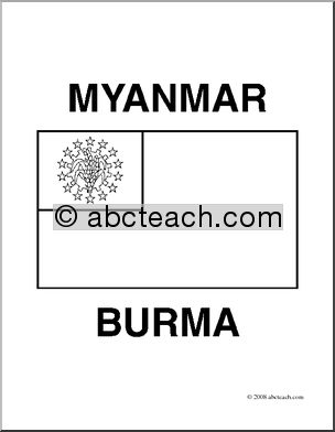 Clip Art: Flags: Burma (coloring page)