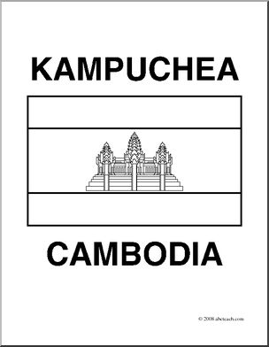 Clip Art: Flags: Cambodia (coloring page)