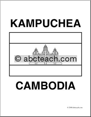 Clip Art: Flags: Cambodia (coloring page)