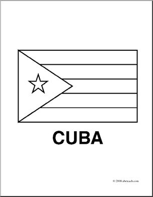Clip Art: Flags: Cuba (coloring page)
