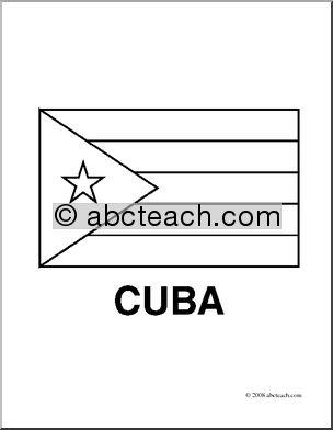 Clip Art: Flags: Cuba (coloring page)