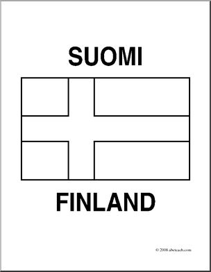 Clip Art: Flags: Finland (coloring page)