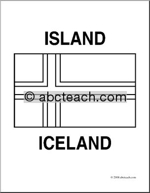 Clip Art: Flags: Iceland (coloring page)
