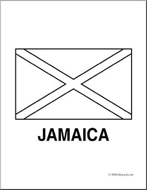 Clip Art: Flags: Jamaica (coloring page)