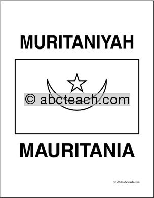 Clip Art: Flags: Mauritania (coloring page)