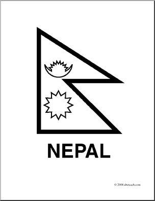 Clip Art: Flags: Nepal (coloring page)