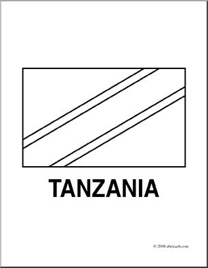 Clip Art: Flags: Tanzania (coloring page)