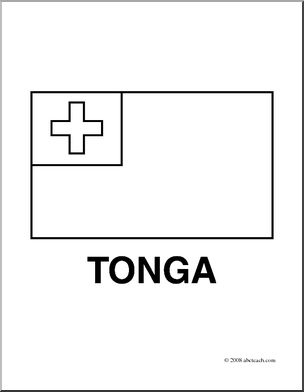 Clip Art: Flags: Tonga (coloring page)