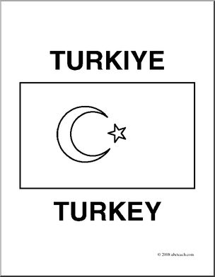Clip Art: Flags: Turkey (coloring page)