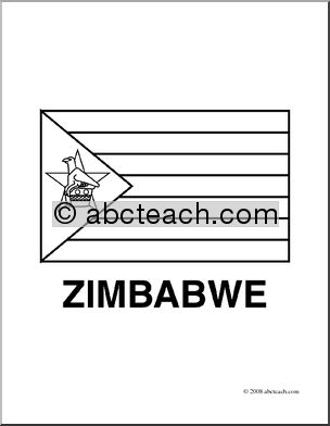 Clip Art: Flags: Zimbabwe (coloring page)