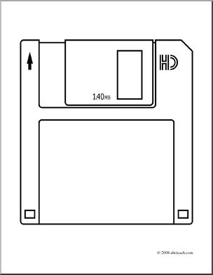 Clip Art: Floppy Disk (coloring page)
