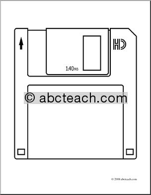 Clip Art: Floppy Disk (coloring page)