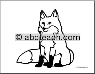 Clip Art: Basic Words: Fox (coloring page)