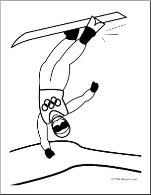 Clip Art: Winter Olympics: Freestyle Skiing (coloring page)