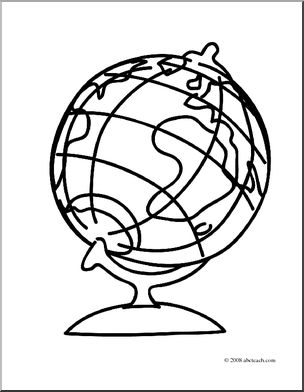 Clip Art: Globe (coloring page)