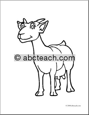 Clip Art: Cartoon Goat: Nanny Goat (coloring page)