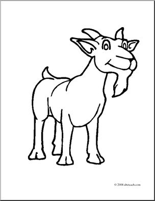 Clip Art: Cartoon Goat: Billy Goat (coloring page)