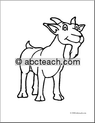Clip Art: Cartoon Goat: Billy Goat (coloring page)