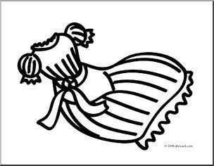 Clip Art: Basic Words: Gown (coloring page)