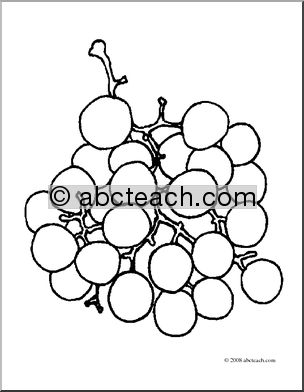 Clip Art: Fruit: Realistic Grapes (coloring page)