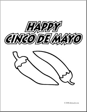 Clip Art: Happy Cinco de Mayo 1 (coloring page)
