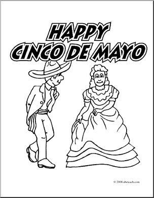 Clip Art: Happy Cinco de Mayo 2 (coloring page)