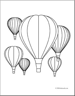 Clip Art: Hot Air Balloons (coloring page)