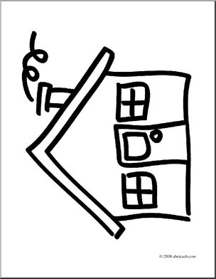 Clip Art: Basic Words: House (coloring page)