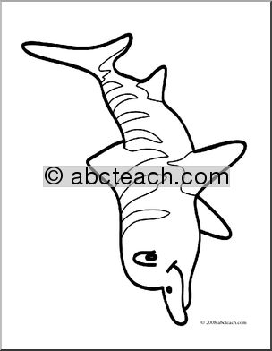 Clip Art: Basic Words: Ichthyosaur (coloring page)