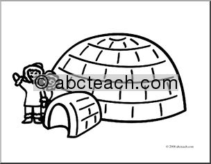 Clip Art: Basic Words: Igloo (coloring page)