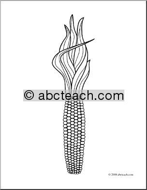 Clip Art: Indian Corn (coloring page)