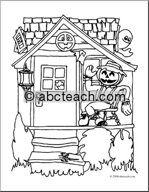 Clip Art: Halloween Houses: Jack’s Shack (coloring page)