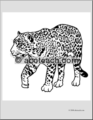 Clip Art: Big Cats: Jaguar (coloring page)
