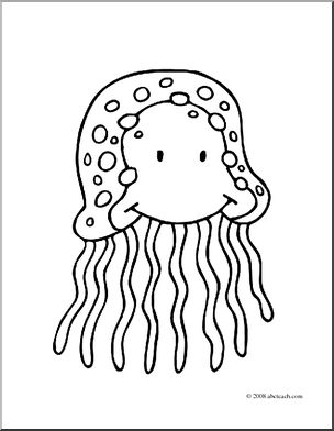 Clip Art: Cartoon Jellyfish (coloring page)