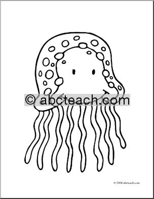 Clip Art: Cartoon Jellyfish (coloring page)