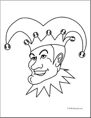 Clip Art: Jester (coloring page)