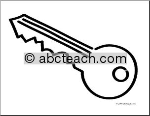 Clip Art: Basic Words: Key (coloring page)