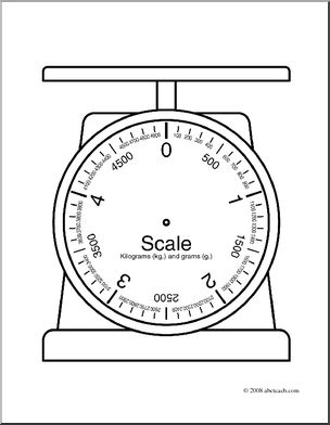 Clip Art: Weights and Measures: Kilogram Blank Scale (coloring page)