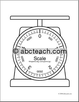 Clip Art: Weights and Measures: Kilogram Blank Scale (coloring page)