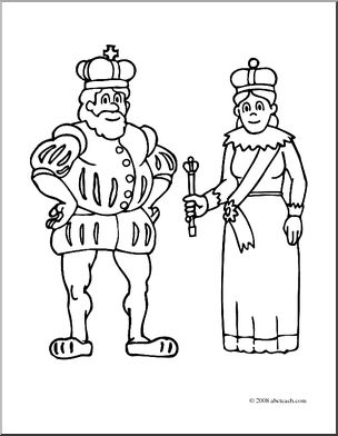 Clip Art: Royal Family: King and Queen (coloring page)